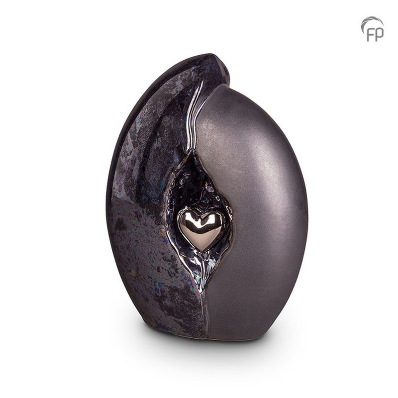 Urn keramiek blauw met hart