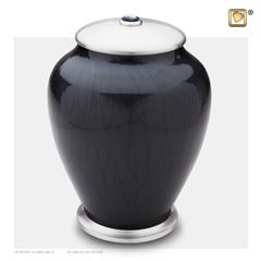 Elegant Leaf urn Midnight&Bru Pewter with Swarovski