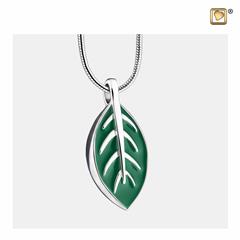 Elegant Leaf Ashes Pendant Pearl Green&Pol silver